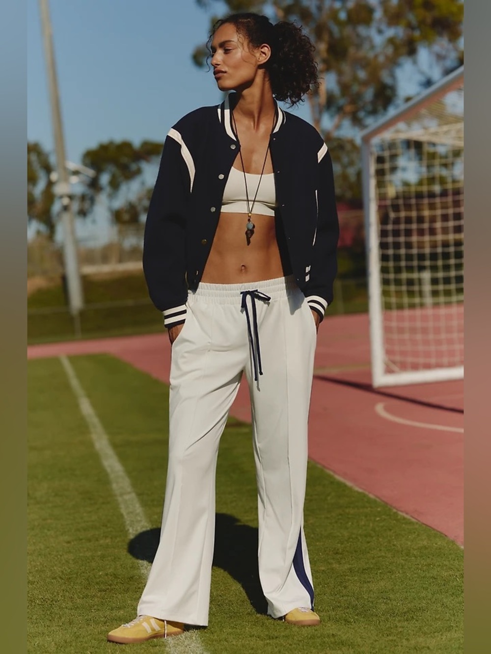 Daily Practice Wide leg Side stripe sporty preppy costal nautical soccer pant xl